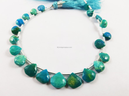 Natural Blue Opalina Faceted Heart Beads